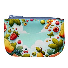 Fruits Sweet Papaya Orange Pattern Large Coin Purse by Ravend