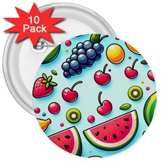 Fruits Sweet Pattern 3  Buttons (10 Pack)  by Ravend