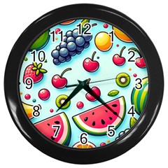 Fruits Sweet Pattern Wall Clock (black) by Ravend