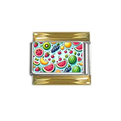 Fruits Sweet Pattern Gold Trim Italian Charm (9mm) by Ravend