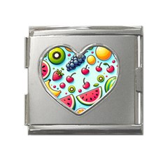 Fruits Sweet Pattern Mega Link Heart Italian Charm (18mm) by Ravend