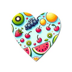 Fruits Sweet Pattern Heart Magnet by Ravend