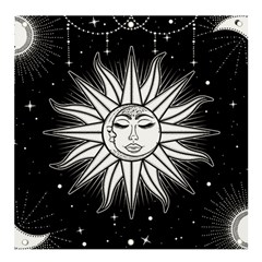 Sun Moon Star Universe Space Banner And Sign 4  X 4  by Ravend