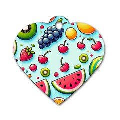 Fruits Sweet Pattern Dog Tag Heart (one Side) by Ravend