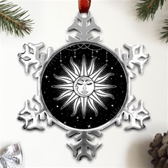 Sun Moon Star Universe Space Metal Small Snowflake Ornament by Ravend