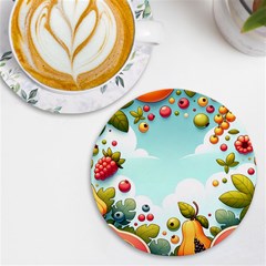 Fruits Sweet Papaya Orange Pattern Uv Print Round Tile Coaster by Ravend