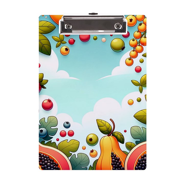 Fruits Sweet Papaya Orange Pattern A5 Acrylic Clipboard