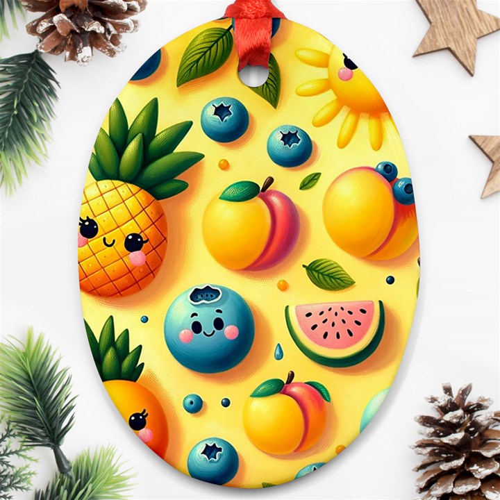 Fruits Fresh Sweet Pattern Ornament (Oval)