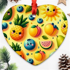 Fruits Fresh Sweet Pattern Ornament (heart) by Ravend