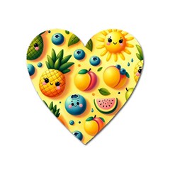 Fruits Fresh Sweet Pattern Heart Magnet by Ravend