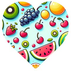 Fruits Sweet Pattern Wooden Puzzle Heart by Ravend