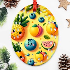 Fruits Fresh Sweet Pattern Ornament (oval Filigree) by Ravend