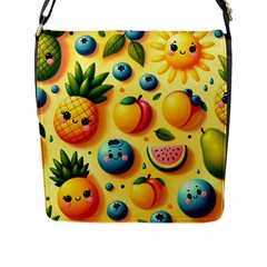 Fruits Fresh Sweet Pattern Flap Closure Messenger Bag (l)