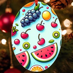 Fruits Sweet Pattern Uv Print Acrylic Ornament Oval by Ravend