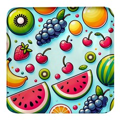 Fruits Sweet Pattern Square Glass Fridge Magnet (4 Pack) by Ravend