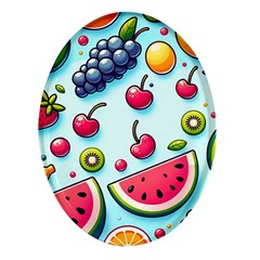 Fruits Sweet Pattern Oval Glass Fridge Magnet (4 Pack) by Ravend