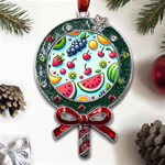 Fruits Sweet Pattern Metal X Mas Lollipop with Crystal Ornament Front