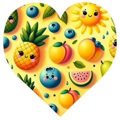 Fruits Fresh Sweet Pattern Wooden Puzzle Heart by Ravend