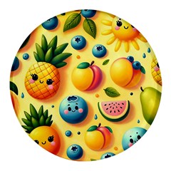 Fruits Fresh Sweet Pattern Round Glass Fridge Magnet (4 Pack) by Ravend