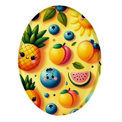 Fruits Fresh Sweet Pattern Oval Glass Fridge Magnet (4 Pack) by Ravend