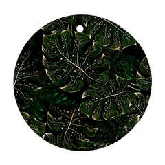 Monstera Plant Tropical Jungle Round Ornament (two Sides) by Ravend