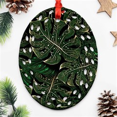 Monstera Plant Tropical Jungle Oval Filigree Ornament (two Sides) by Ravend