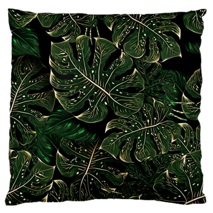 Monstera Plant Tropical Jungle Large Premium Plush Fleece Cushion Case (One Side)