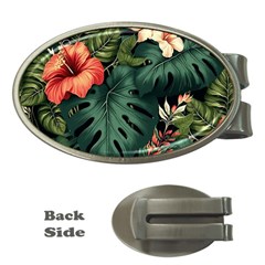 Flowers Monstera Foliage Tropical Money Clips (oval)  by Ravend