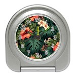 Flowers Monstera Foliage Tropical Travel Alarm Clock Front