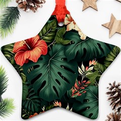 Flowers Monstera Foliage Tropical Star Ornament (two Sides) by Ravend