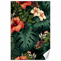 Flowers Monstera Foliage Tropical Canvas 24  X 36  by Ravend