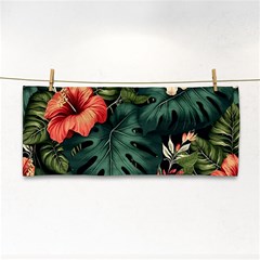 Flowers Monstera Foliage Tropical Hand Towel by Ravend