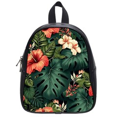 Flowers Monstera Foliage Tropical School Bag (small) by Ravend