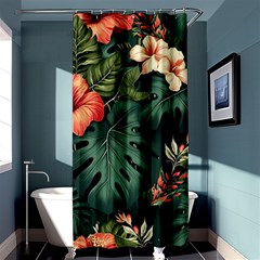 Flowers Monstera Foliage Tropical Shower Curtain 36  X 72  (stall)  by Ravend