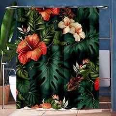 Flowers Monstera Foliage Tropical Shower Curtain 60  X 72  (medium)  by Ravend