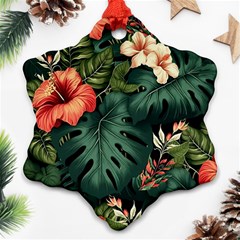 Flowers Monstera Foliage Tropical Snowflake Ornament (two Sides) by Ravend