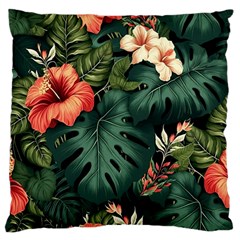 Flowers Monstera Foliage Tropical Large Cushion Case (two Sides) by Ravend