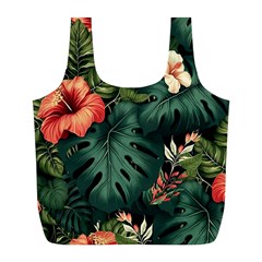 Flowers Monstera Foliage Tropical Full Print Recycle Bag (l) by Ravend