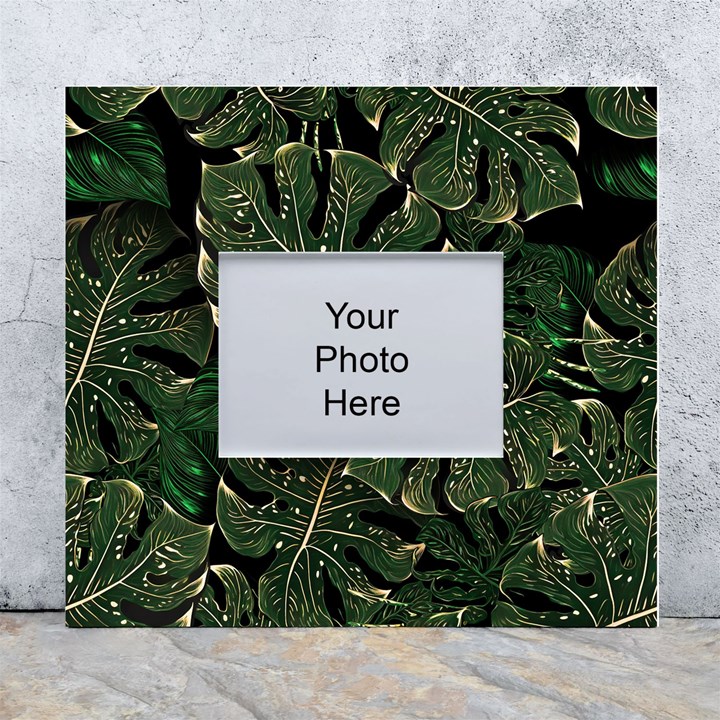 Monstera Plant Tropical Jungle White Wall Photo Frame 5  x 7 