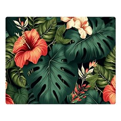 Flowers Monstera Foliage Tropical Two Sides Premium Plush Fleece Blanket (large) by Ravend