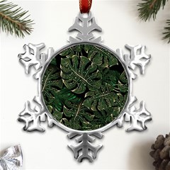 Monstera Plant Tropical Jungle Metal Small Snowflake Ornament by Ravend