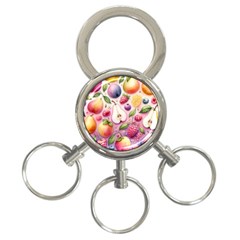 Fruits Apple Strawberry Raspberry 3-ring Key Chain by Ravend