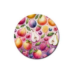 Fruits Apple Strawberry Raspberry Rubber Round Coaster (4 Pack) by Ravend