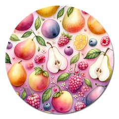 Fruits Apple Strawberry Raspberry Magnet 5  (round) by Ravend