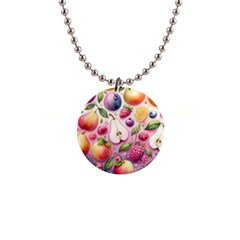 Fruits Apple Strawberry Raspberry 1  Button Necklace by Ravend