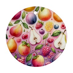 Fruits Apple Strawberry Raspberry Round Ornament (two Sides) by Ravend