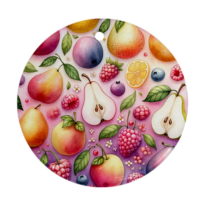 Fruits Apple Strawberry Raspberry Round Ornament (Two Sides)