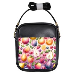 Fruits Apple Strawberry Raspberry Girls Sling Bag by Ravend