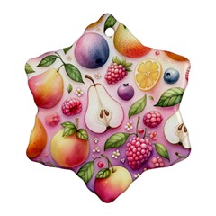 Fruits Apple Strawberry Raspberry Ornament (snowflake) by Ravend