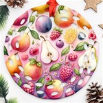 Fruits Apple Strawberry Raspberry Round Filigree Ornament (Two Sides) Front